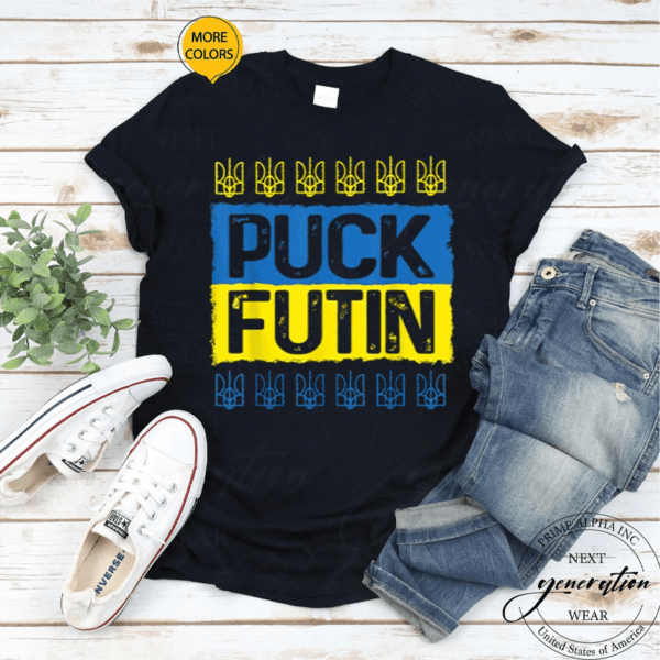 Puck Futin Meme I Stand With Ukraine Distressed Ukraine Flag TShirts