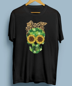 Skull With Leopard Bandana And Sunflower Glasses for St Patrick’s Day TShirts