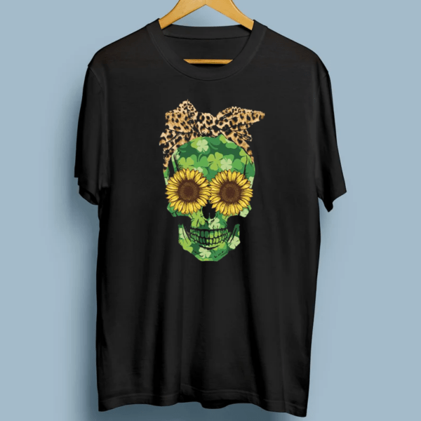 Skull With Leopard Bandana And Sunflower Glasses for St Patrick’s Day TShirts