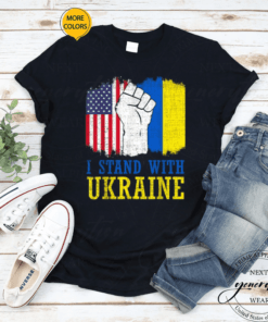 Stand With Ukraine Ukrainian Flag Supporter Cool Sunglasses T-Shirt