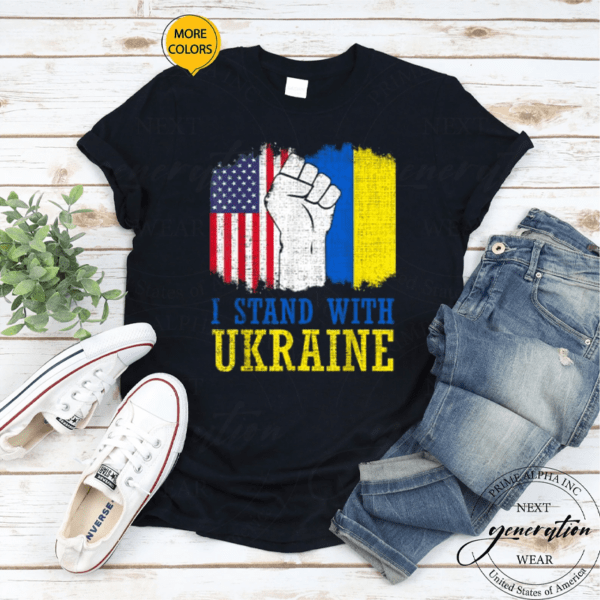 Stand With Ukraine Ukrainian Flag Supporter Cool Sunglasses T-Shirt