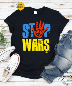 Stop Wars Peace Sign Ukraine Flag TShirts