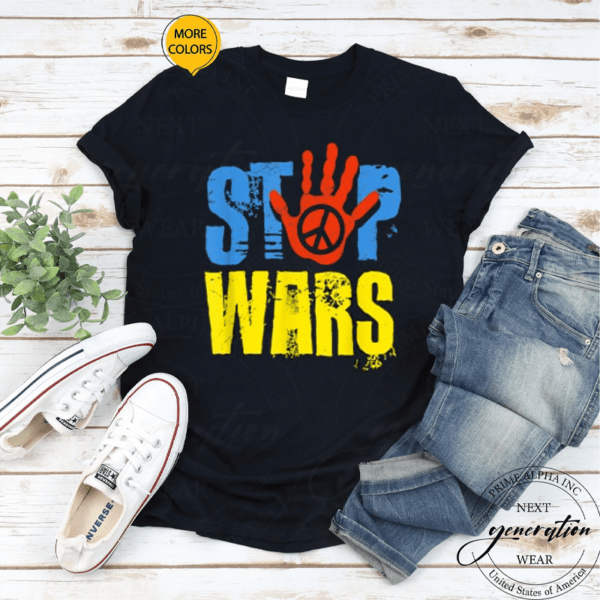 Stop Wars Peace Sign Ukraine Flag TShirts