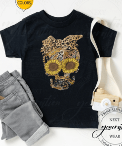 Sugar Skull With Leopard Bandana And Sunflower Glasses TShirt