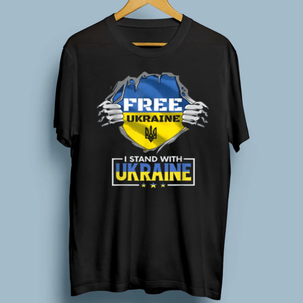 Support Free Ukraine I Stand With Ukraine Patriotic Flag T-Shirt