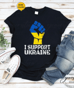 Support I Stand With Ukraine American Ukrainian Flag T-Shirt