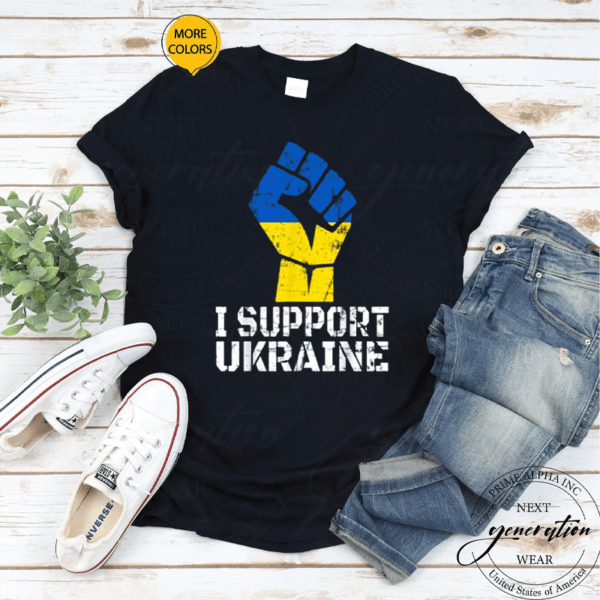 Support I Stand With Ukraine American Ukrainian Flag T-Shirt