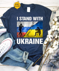 Support I Stand With Ukraine American Ukrainian Flag T-Shirt