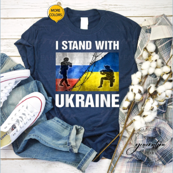 Support I Stand With Ukraine American Ukrainian Flag T-Shirt