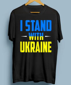 Support I Stand With Ukraine American Ukrainian Flag TShirts