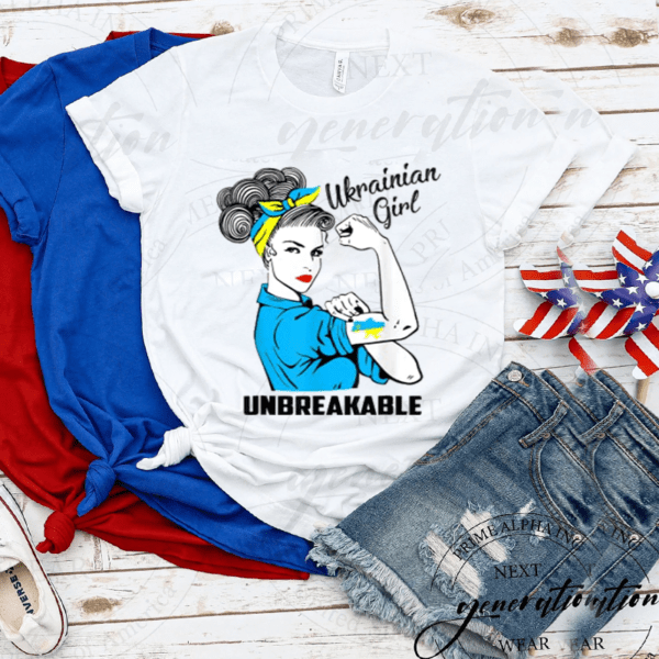 Support Ukraine Girl Unbreakable Strong Ukrainian Flag Pride T-Shirts