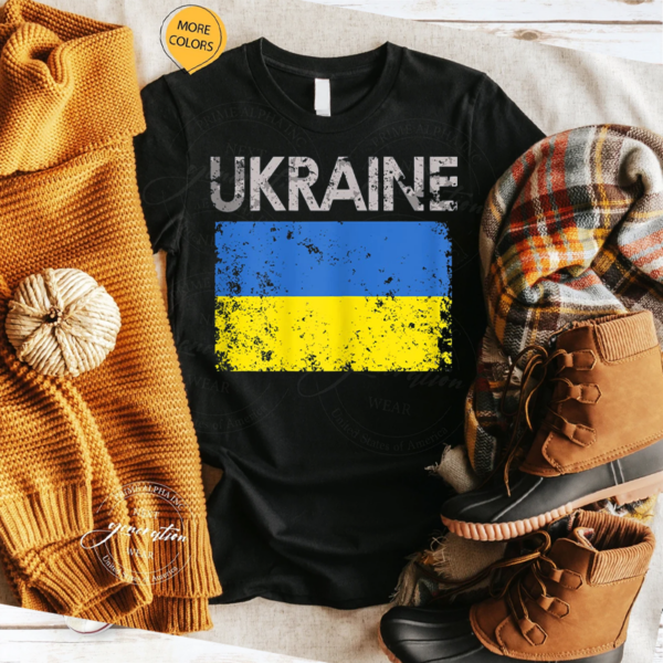 Support Vintage Ukraine Ukrainian Flag Pride Gift Shirt TShirts