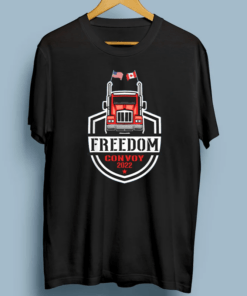 USA American Canada Flag Freedom Convoy 2022 Trucker T-Shirt