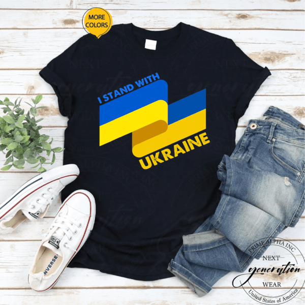 Ukrainian Flag Support I Stand With Ukraine Ribbon Premium T-Shirt