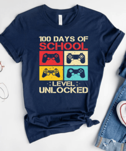 Video Gamer Student 100th Day Teacher 100 Days Of School Funny T-Shirt