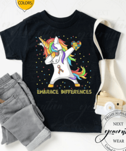 Autism Awareness Month Embrace Differences Unicorn T-Shirts