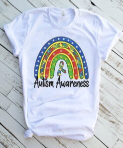 Autism Awareness Rainbow Puzzle Ribbon Shirts