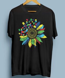 Autism Awareness Sunflower Puzzle Graph Shirts