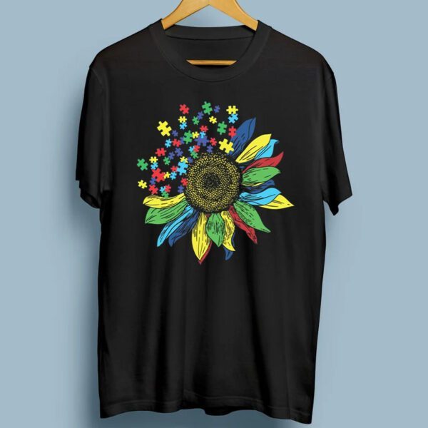 Autism Awareness Sunflower Puzzle Graph Shirts