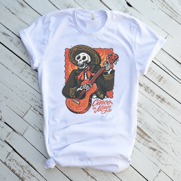 Cinco De Mayo Skeleton Guitar T-Shirt