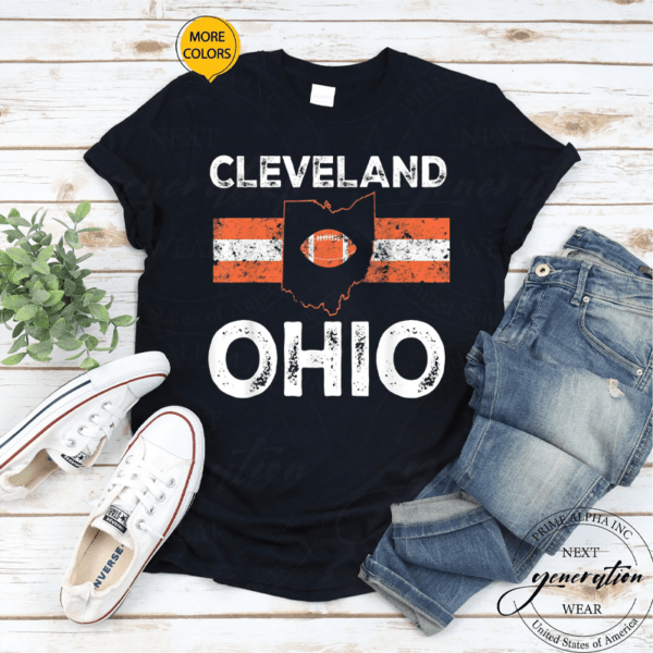 Cleveland Ohio Striped Vintage Football Fan Game Day T-Shirt