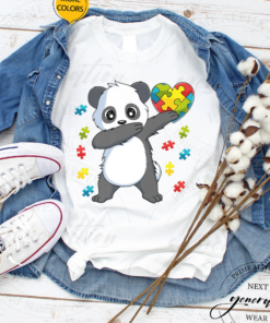 Dabbing Panda Puzzle Autism Awareness T-Shirt