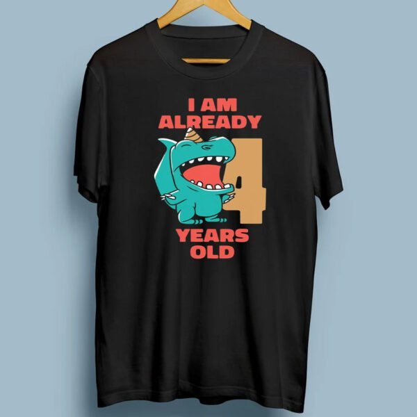 Dinosaur I Am 4 Years Old Birthday T-Shirt