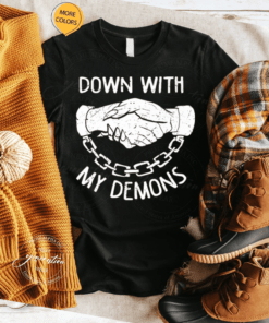 Down With My Demons Deal Handshake Aesthetic Humour Goth Shirts