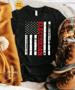 Electrician American Flag Patriotic Electrical Technician Shirts