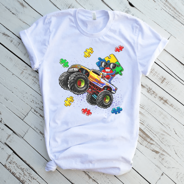 Puzzle Monstertruck Autism Awareness Month Shirts