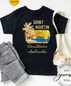 Retro Cool St Martin Caribbean Islands Distressed Sunset Shirts