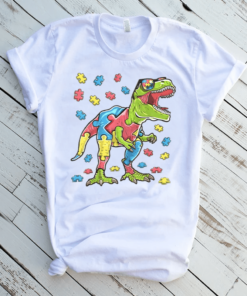 TRex Puzzle Dinosaur Autism Awareness Month T-Shirt