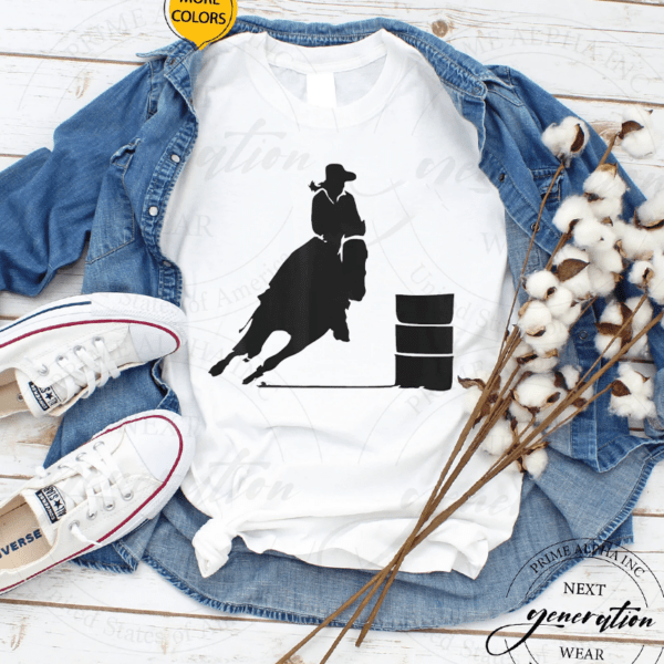 Western Cowgirl Barrel Racing Rider Rodeo Horse Riding Race T-Shirt