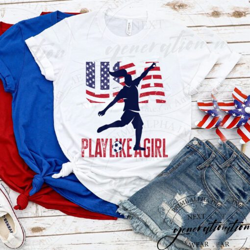 1996 Atlanta Olympics T-Shirt Play Like Girl USA Flag TShirt