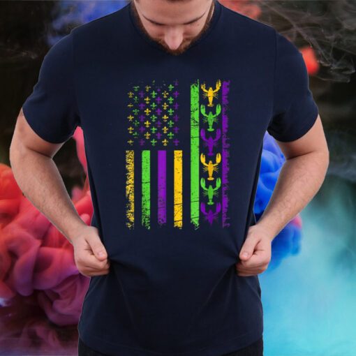 American Flag Mardi Gras T Shirt Mardi Gras Crawfish Outfit Shirts