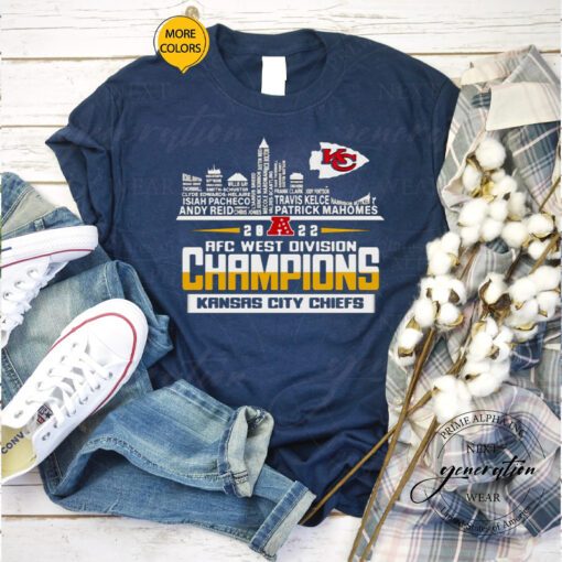 2023 Official Kansas City Chiefs 2022 AFC West Division Champions Players Name Skyline Men’s TShirt