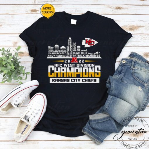 2023 Official Kansas City Chiefs 2022 AFC West Division Champions Players Name Skyline Men’s TShirts