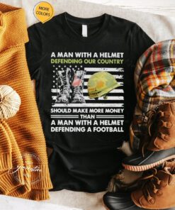 A man with a helmet defending our country America Veteran flag shirts