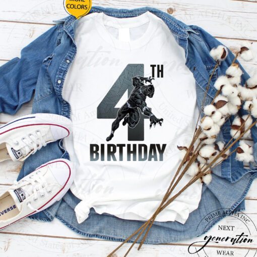 Black Panther Birthday - Action Pose 4th Birthday TShirts