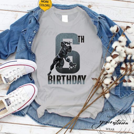 Black Panther Birthday - Action Pose 6th Birthday TShirt