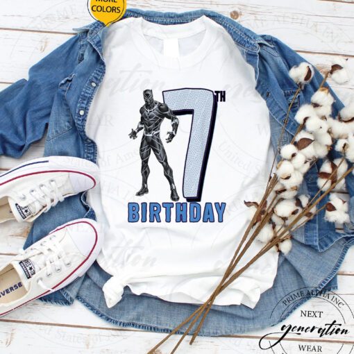 Black Panther Birthday T-Shirt Marvel 7th Birthday Tee Shirt