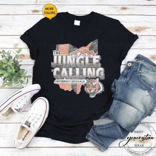 Cincinnati Bengals 2023 NFL Playoffs The Jungle is Calling Regional Franklin T-Shirt