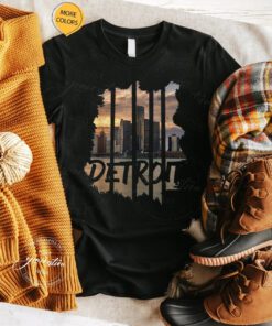 Detroit Lines T-Shirt City Sky Line Michigan Trendy TeeShirt