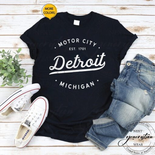 Detroit Lines T-Shirt Classic Retro Vintage Michigan Motor TShirts