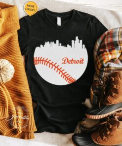 Detroit Lines T-Shirt Michigan Baseball City Skyline Laces TShirt