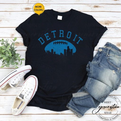 Detroit Lines T-Shirt Vintage Michigan Football City Skyline Shirt