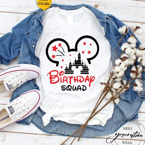 Disney Birthday Squad T-Shirt Minnie Mickey Couple Crew TShirt