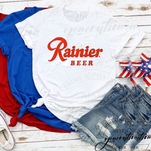 Rainier Beer T-Shirt Classic Logo Trendy Drinnking TShirt