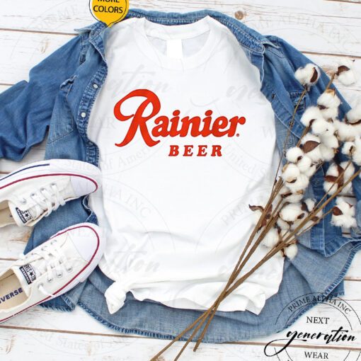 Rainier Beer T-Shirt Classic Logo Trendy Drinnking TShirts