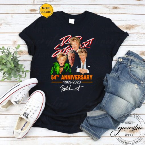 Rod Stewart 54th anniversary 1969-2023 signature tshirts